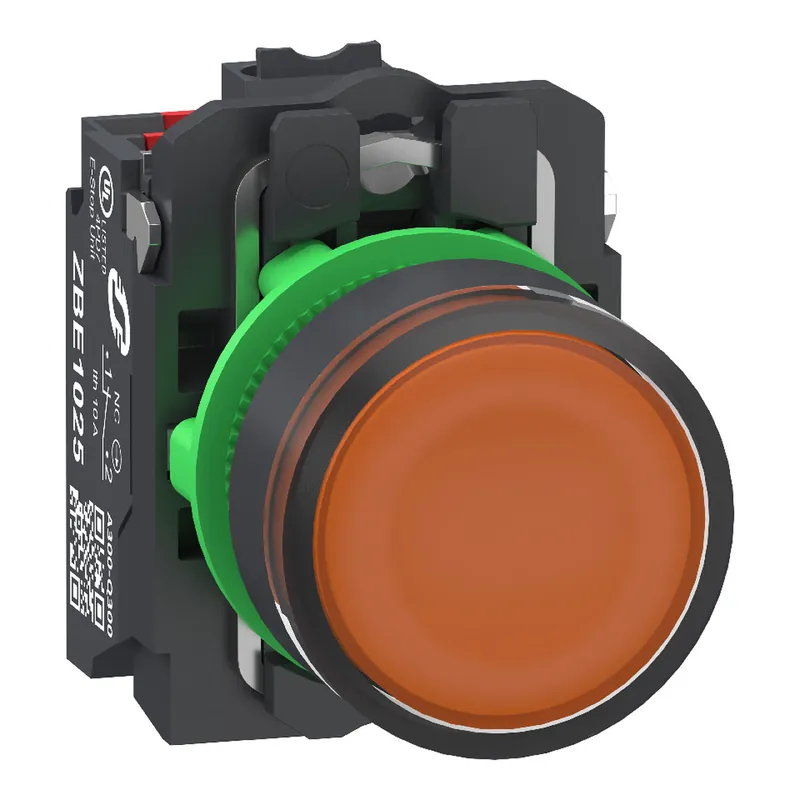 VERLICHTE DRUKKNOP XB5 PLASTIC ORANJE VLAK 22MM-SCHNEIDER Actieprijs