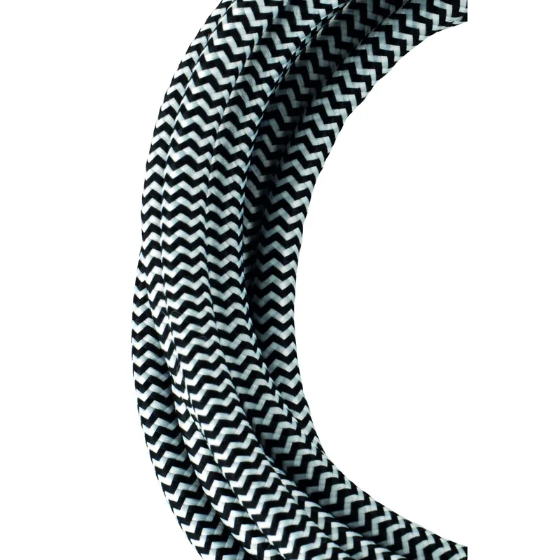 Bailey Textielsnoer 2C 3M Zwart/Wit Gratis Verzending