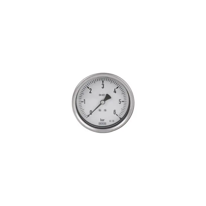 - Manometer 63mm achter aansluiting 1/4" npt geheel rvs zonder rand 0-6BAR / DROOG Limited Edition